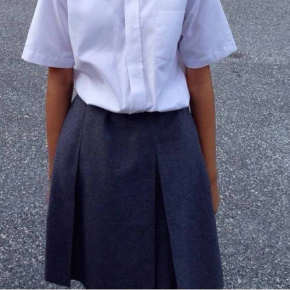 Grey Pleated Knee Length Skirt WITH Pocket - Picture 2 of 6